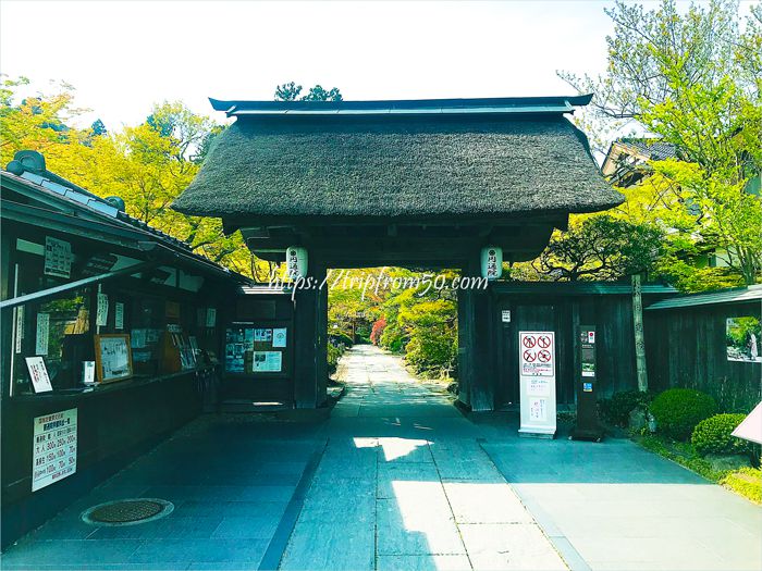 一人旅にぴったりな日本庭園が見事な円通院。入り口脇には縁結び観音が祀られている